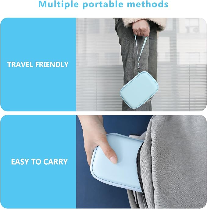 Carrying Case Compatible with Fujifilm Instax Mini EVO Instant Camera, INSTAX MINI EVO Camera Storage Holder Travel Bag with Mesh Pocket for Photos, USB Cables, Film, Blue - Image 6