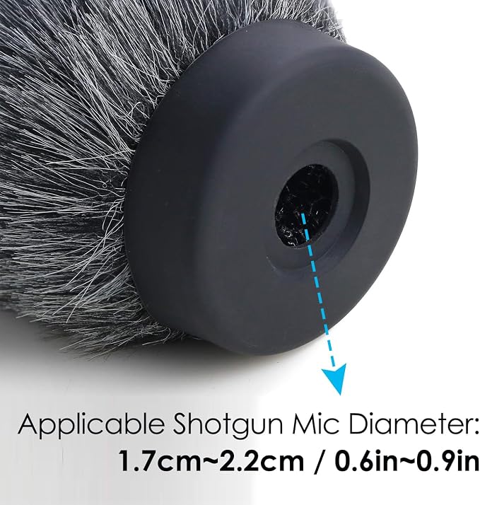 YOUSHARES NTG Furry Microphone Wind Shield - Windscreen/Windmuff for Rode VideoMic NTG and Microphones with Maximum Slot Length of 100mm (3.9") and Diameter of 18-24mm （Shag, Gray） - Image 3