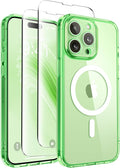 CAPRARO for iPhone 15 Pro Max Case, Compatible with MagSafe | Upgraded [Full Camera Protection] Shockproof Protective Slim Translucent Matte Magnetic Phone Case 6.7'', Clear Green by CAPRARO