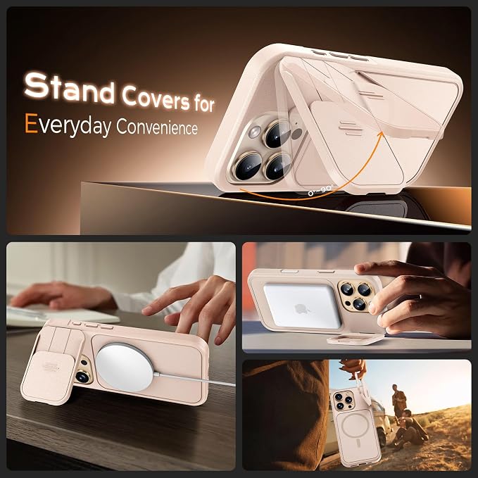 TOCOL for iPhone 16 Pro Case with Slide Camera Cover, Kickstand and Camera Control Button, Fit for MagSafe, Rugged Solid Phone Case, Non-Slip, Drop Protection, Desert - Image 4