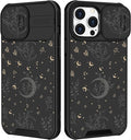 for iPhone 16 Pro Max Case - Women Cute Phone Cover Girly Pretty Unique Aesthetic Design Slide Camera Cover Protective Case for Apple for iPhone 16 Pro Max,Black Moon Stars by Goocrux