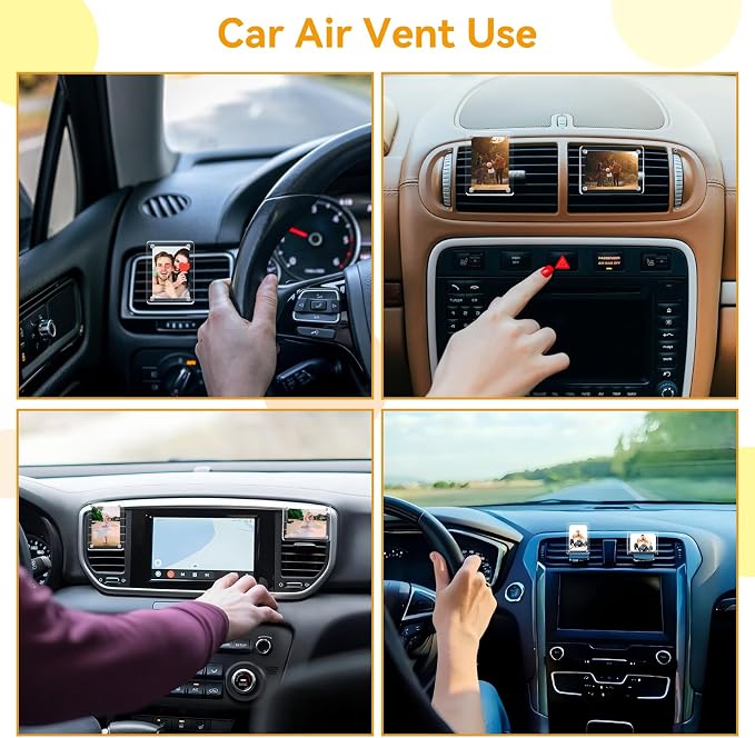 Gift for Dad & Grandpa - 2 Pack Car Dashboard Vent Picture Holder for Father's Day, Personalized Acrylic Clip-on Air Vent Picture Frame, Magnetic Photo Display Frames for Family, Drivers, Fridge, Safe Driving Presents 3.55"x2.36" - Image 3