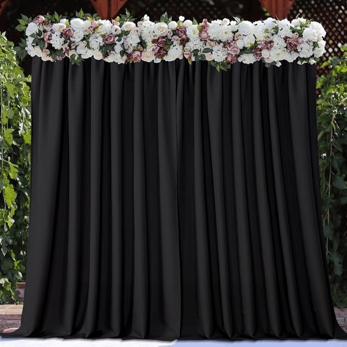 Joydeco 10x10ft Black Backdrop Curtain for Parties, Wrinkle Free Black Curtains Photo Backdrop for Wedding Decor, Birthday Party Graduation Baby Shower Photography(5ft x 10ft, 2 Panels) - Image 3