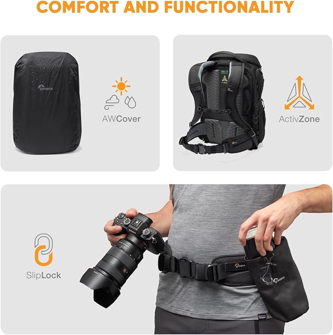 Lowepro ProTactic BP 450 AW III Camera Backpack, 4-point Access, Professional Camera Bag, DSLR/Drones/Mirrorless, Up to 16" Laptop, Rain Cover, for Photographer,Videographer, Volume 28L - Image 6