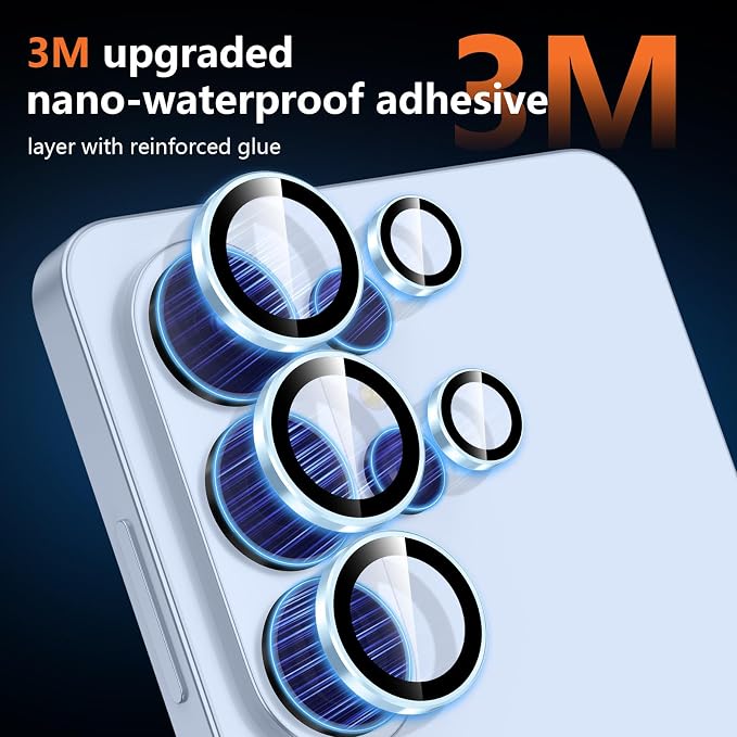 for Samsung Galaxy S26 Ultra Camera Lens Protector, Individual Metal Ring Tempered Glass Lens Cover, [Strong Adsorption] Scratch Resistant Ultra-Thin HD Clear Lens Cover, 1 Set-Blue Ring - Image 4