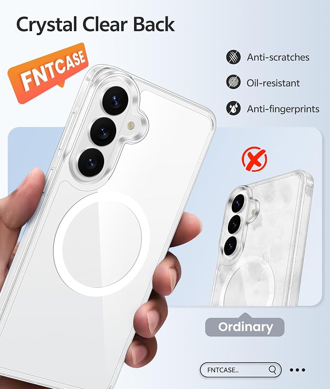 FNTCASE for Samsung Galaxy S26 Plus Case, Fit for Magsafe, Screen Protector | Clear Anti Yellowing Magnetic Back, 14FT Military Grade Drop Protection, Shockproof Protective Phone Cover, Transparent - Image 5