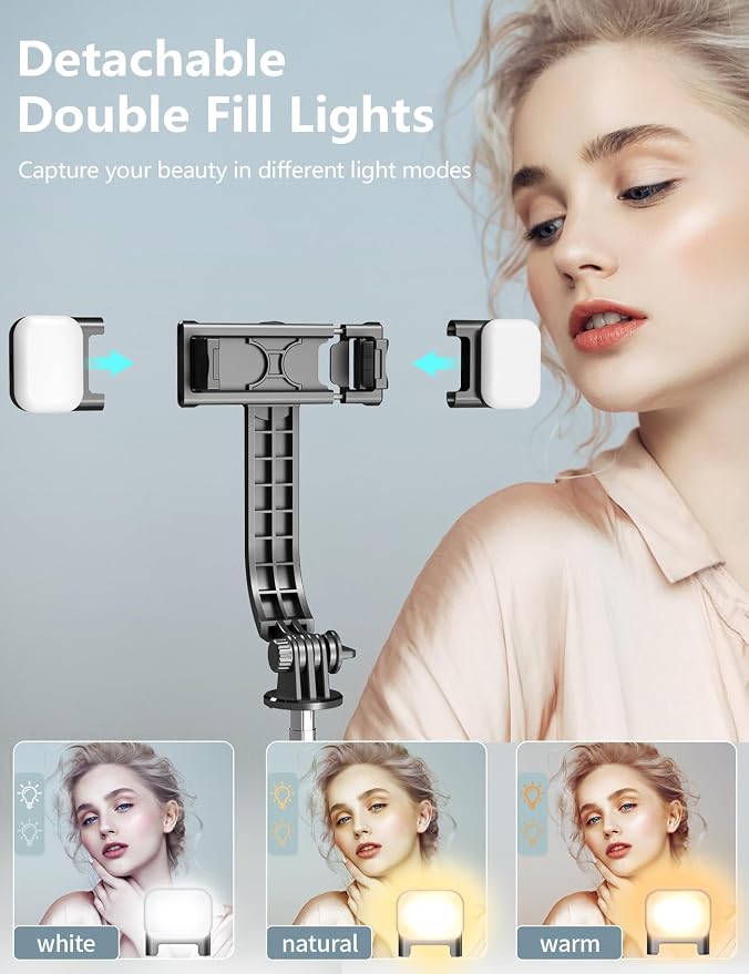 Selfie Stick Tripod with Light, 45'' Phone Tripod with Wireless Remote | Portable Travel Phone Tripod, Compatible with iPhone 16/15 Pro Max/15/14 Pro/14/13, Samsung S22/ S23 Ultra/Android Smartphone - Image 2