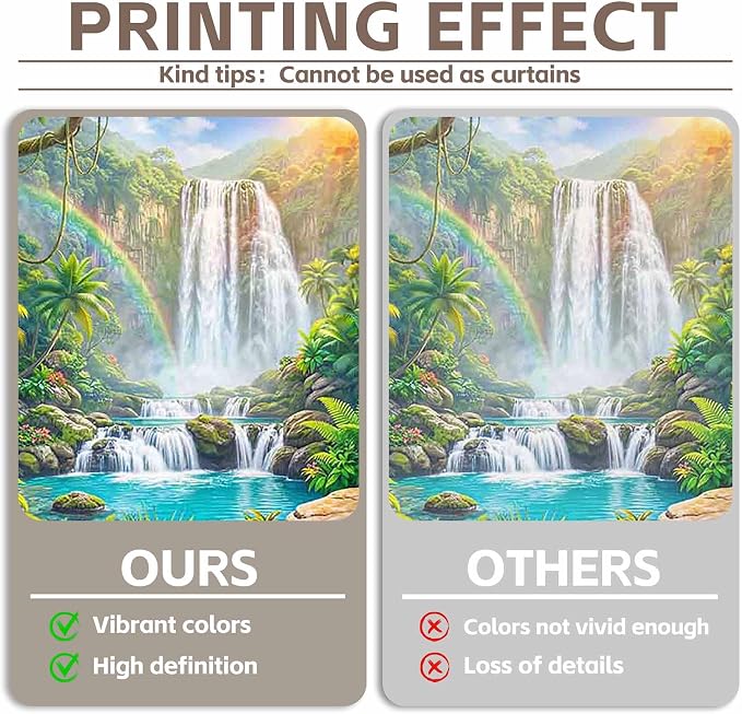 Fabric 8x6ft Rainforest Backdrop Tropical Jungle Waterfall Banner | Summer Event Natural Scenery Photography Background, Kids Adult School Party Decorations, Classroom Photo Props, Polyester - Image 4