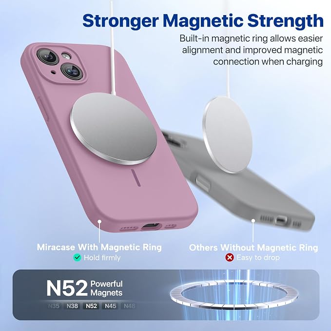 miracase Magnetic for iPhone 14 Plus Case, [Soft Anti-Scratch Microfiber Lining], Compatible with MagSafe, Silicone Shockproof Protection Phone Case for iPhone 14 Plus,Blackcurrant - Image 5