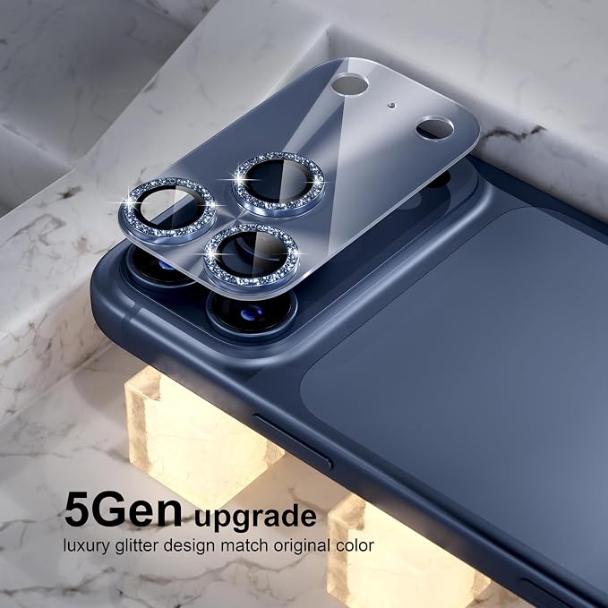 Choiche for iPhone 17 Pro Camera Lens Protector, Light-Deep Blue | Bling Metal Camera Cover with 9H Tempered Glass Lens Screen Protector Accessories, Strong Adsorption, Case-Friendly, 6.3-inch - Image 7