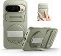 SURITCH for Google Pixel 10/10 Pro Case with 360° Rotatable Hand Strap Phone Grip Holder & Invisible Kickstand & Slide Camera Cover, Protective Cover for Pixel 10/10 Pro -Green by SURITCH