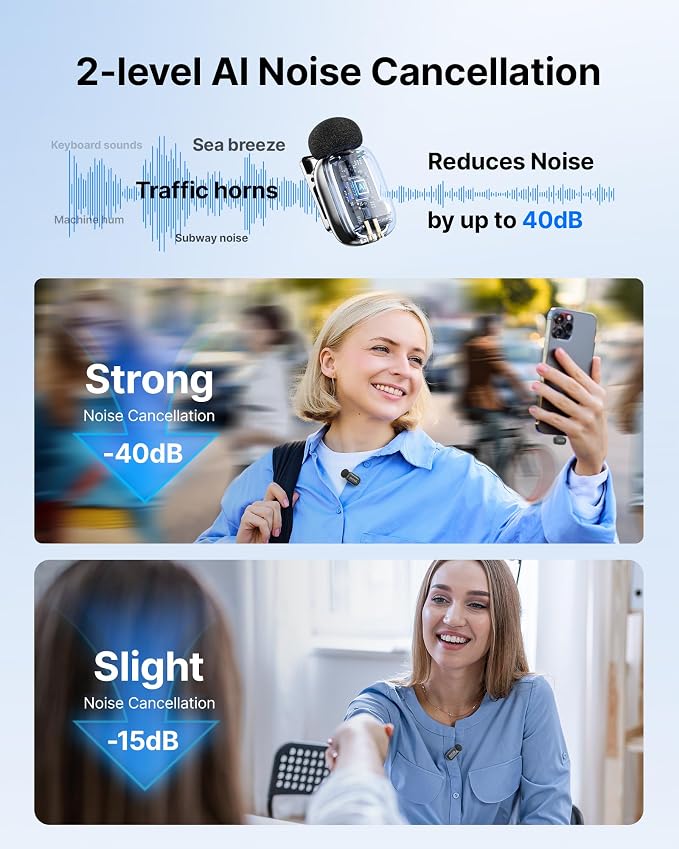 BOYA mini 2 Wireless Lavalier Microphone for iPhone 5-17 & Android Phone | Mini Mic with AI Noise Cancellation, App Control, 30H Battery Life with Charging Case for Recording Vlogging Streaming - Image 4