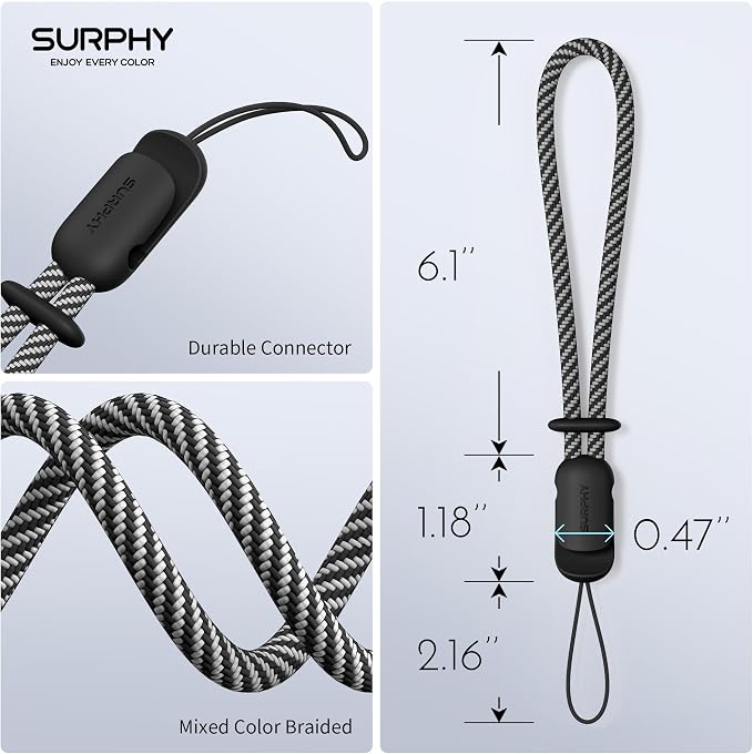 SURPHY 3 Pack Phone Wrist Strap, Phone Lanyard with Cellphone Tether Tab | Phone Strap Charm, Camera Wrist Strap with 2-Color Braided, Phone Wristlet, Wrist Lanyard for Case - Image 7