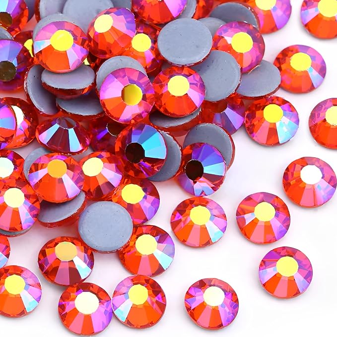 Jollin Hotfix Rhinestones Flatback Crystal Gems 3.2mm SS12, Red AB | 1440pcs Hot Fix Crystals Glass Rhinestones for Bedazzling, Crafting, Clothes, Shoes & Accessories DIY Decoration by Jollin