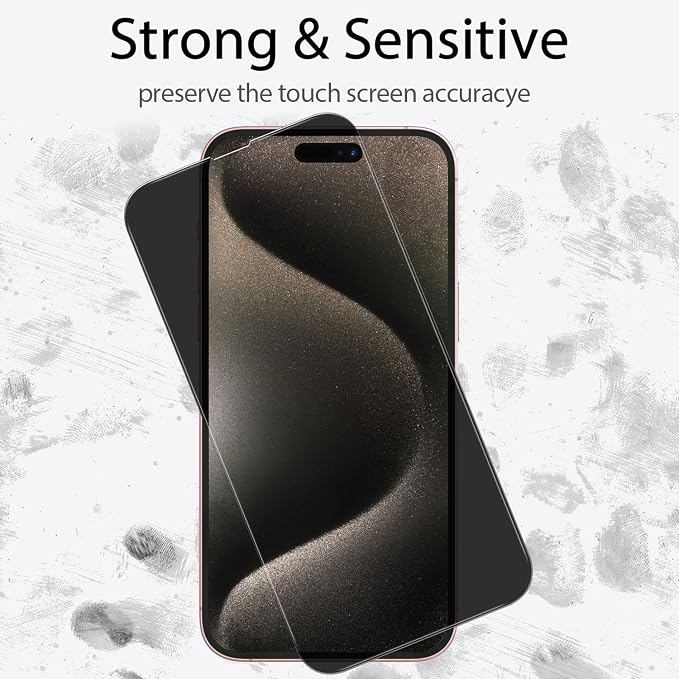 3 Pack Privacy Screen Protector for iPhone 15 +3 Pack Camera Lens Protector with Tempered Glass, Touch Sensitive and Case Friendly (iP-15） - Image 5