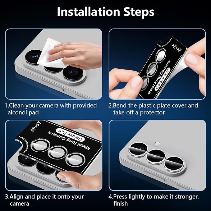for Samsung Galaxy S26 Camera Lens Protector, Individual Metal Ring Tempered Glass Lens Cover, [Strong Adsorption] Scratch Resistant Ultra-Thin HD Clear Lens Cover, 1 Set-Titanium Gray Ring - Image 7