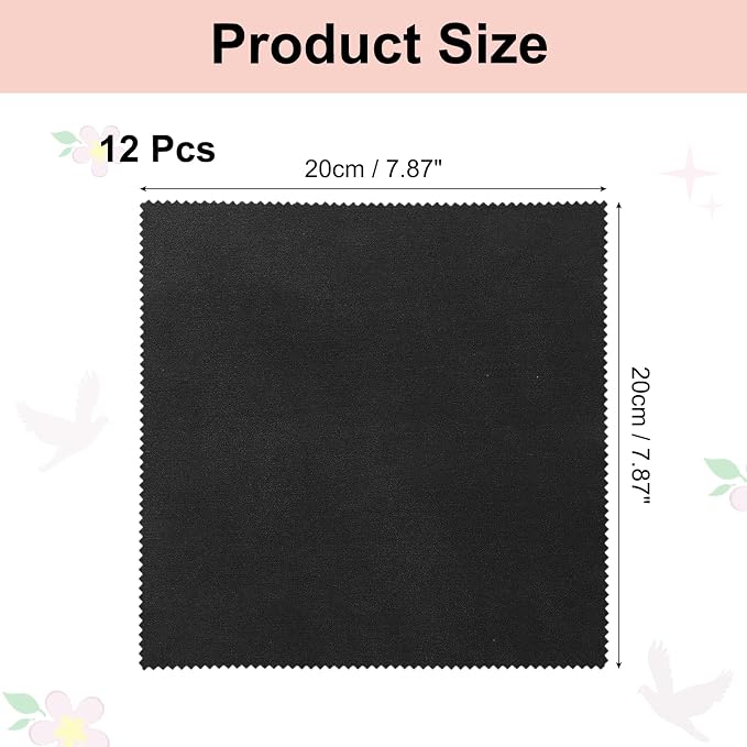 uxcell 12 Pcs Microfiber Cleaning Cloth for Glasses, 8 x 8 Inch Eyeglass Cleaning Cloth, Glasses Cleaner Wipes for Electronics Lenses Screens Cameras Cell Phones, Black - Image 2