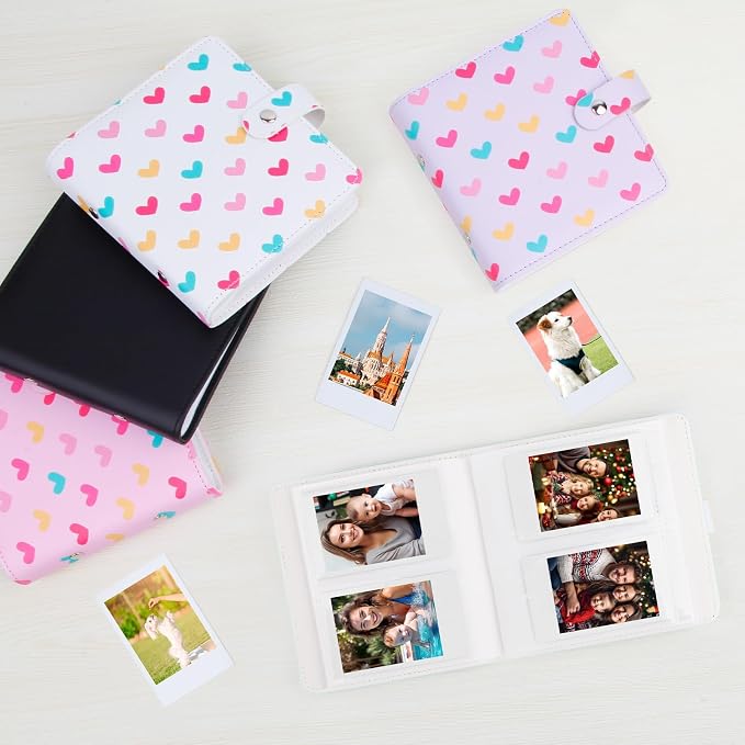 Ruibytree 112-Pocket Small Photo Album for 2x3 Pictures, Hearts Blue,1 Pack | Pocket-Size, PU Leather Cover, Snap Closure, Acid-Free Pages, Fits Polaroid 2x3 Photos, Kodak Mini Prints & ZINK Photos - Image 6
