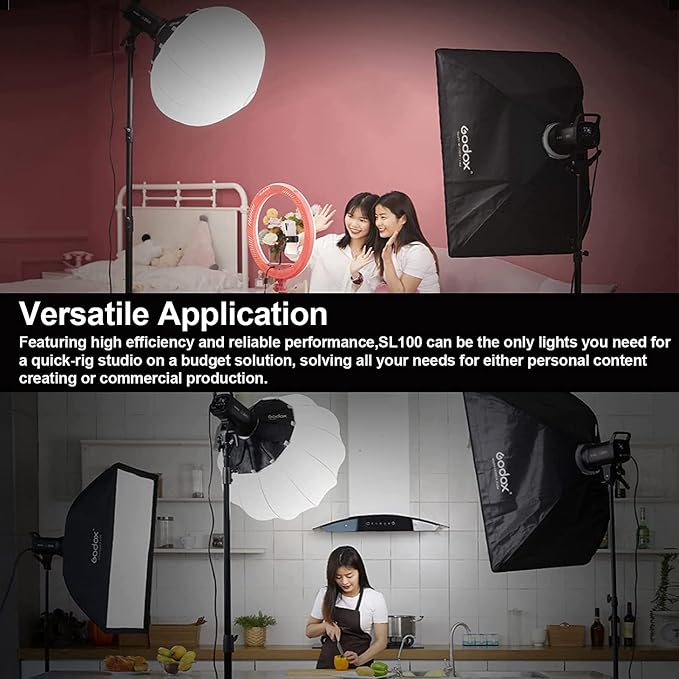 Godox SL100Bi 100W Bi-Color LED Video Light Bowens Mount,32100Lux@1M | LED Continuous Lighting w/11 FX, 2800K-6500K, TLCI97+, Wireless Control, Studio Light for Photography Video Live Streaming | LED Continuous Lighting w/11 FX, 2800K-6500K, TLCI97+, W... - Image 4