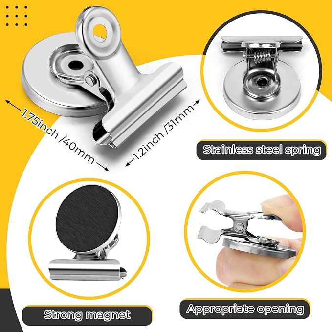 140 Pack Fridge Magnets Refrigerator Magnets; Strong Magnetic Clips Heavy Duty; Detailed List Display Paper Fasteners on Home Office Teaching (Silver) - Image 5