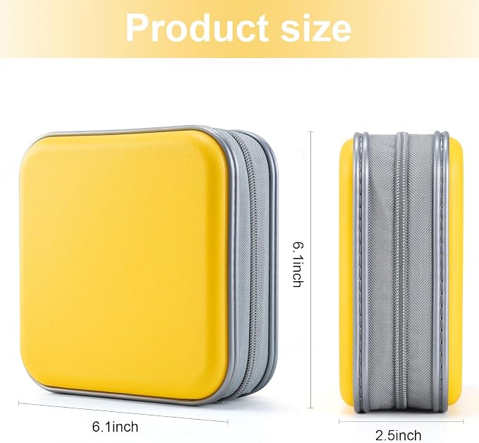 LIOVODE DVD Case, 48 Capacity Hard Plastic CD Case Holder for Car | DVD Storage, Hand Strap, Zipper Closure, Scratch-Resistant Sleeves, CD Storage for Music Blu-Ray Game Disc for Travel Office - Image 7