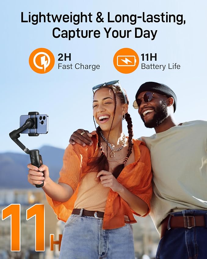 hohem iSteady X3 SE 3-Axis Gimbal Stabilizer for iPhone & Android, Black | Detachable Remote, iSteady 8.0, Foldable 0.79lb Design, Hohem Joy App, 11H Battery, 0.66lb Payload for Vlogs - Image 7