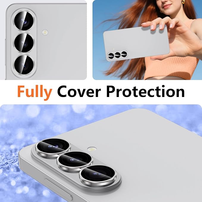 for Samsung Galaxy S26 Camera Lens Protector, Individual Metal Ring Tempered Glass Lens Cover, [Strong Adsorption] Scratch Resistant Ultra-Thin HD Clear Lens Cover, 1 Set-Titanium Gray Ring - Image 8