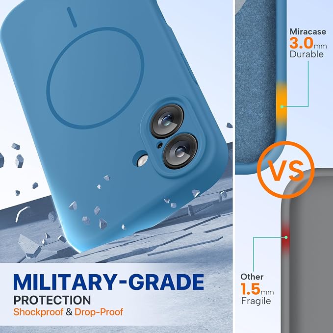 Miracase Silicone & Magnetic for iPhone 16 Case, Capri Blue | Compatible with MagSafe, Anti-Scratch Microfiber Lining, Liquid Silicone Case Shockproof Drop Protection Phone Case for 16 - Image 2