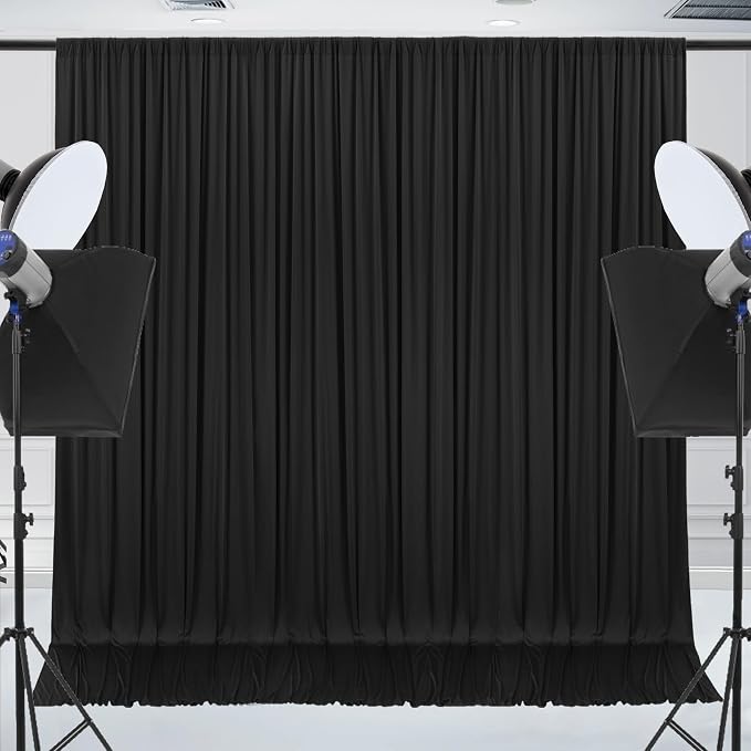 40x10ft Wrinkle-Free Black Backdrop Curtain for Parties Soft Fabric Drapes Wedding Black Curtain Backdrop for Birthday Party Decorations Background for Photography 5x10ft, 8 Panels - Image 2
