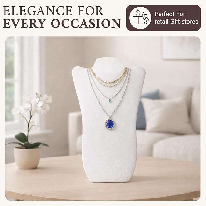 RJ Displays Jewelry Display for Vendors, Velvet Necklace Display Stand Holder, Jewelry Stand Necklace Holder for Vendors. Jewelry Display Stand 14” H. (Black and White) - Image 4