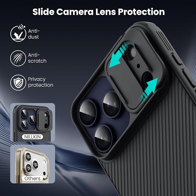 Nillkin for iPhone 17 Pro Max Case with Slide Camera Cover | Full Camera Protection | Thin Slim Fit | Shockproof Protective | Protector Privacy, Phone Case for iPhone 17 Pro Max, Black - Image 2