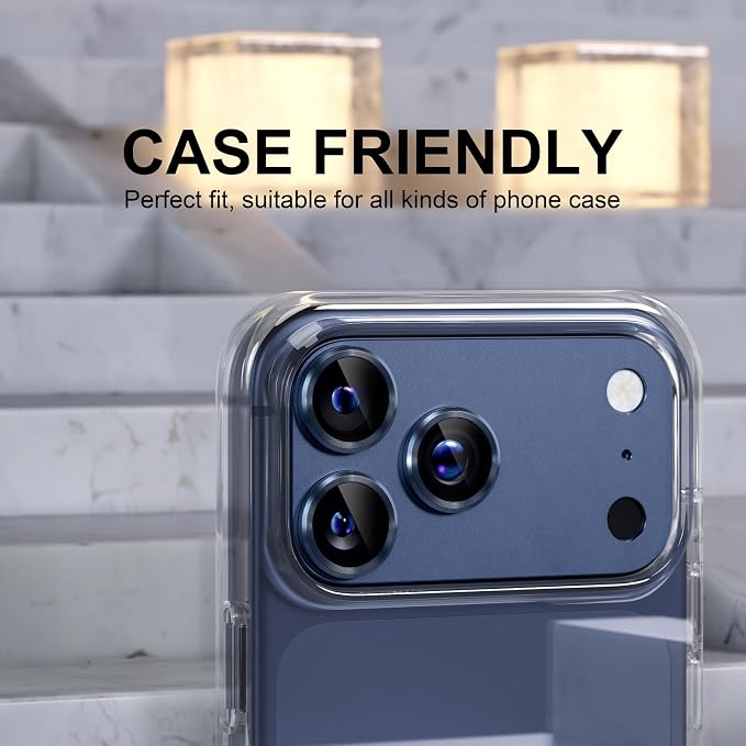 Choiche for iPhone 17 Pro Camera Lens Protector, Deep Blue | Metal Camera Cover with 9H Tempered Glass Lens Screen Protector Accessories, Strong Adsorption, Case-Friendly, 6.3-inch - Image 4