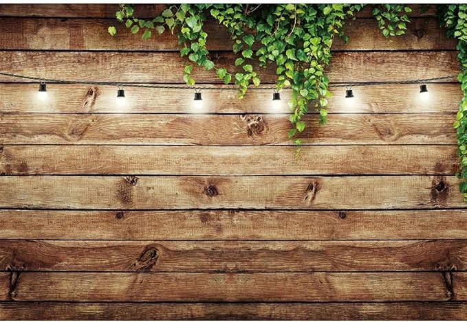 12x8ft Rustic Background for Photography Green Leaves Woodlands Photos Backdrops Wood Plank Backdrops for Weddings Birthday Baby Shower Party Barn Farmhouse Decorative Banner - Image 2