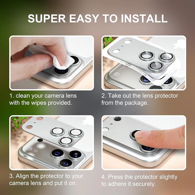 for iPhone 17 Pro Max Camera Lens Protector, Silver | [Military Grade Shatterproof] [Strong Adsorption] [Case Friendly] Matte Metal Tempered Glass Camera Screen Cover Accessories - Image 7