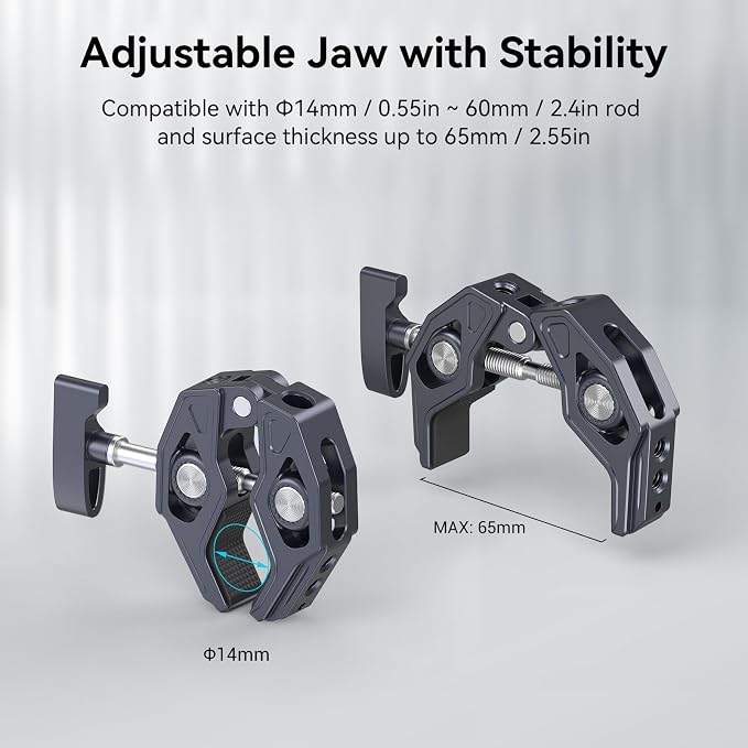 SMALLRIG Crab-Shaped Super Clamp, Camera Mount, 1/4"-20, 3/8"-16 Threaded Holes, 7.7lbs/3.5kg Payload, Compatible with Cameras, Monitors, LED Lights, etc. (Pack of 2) - Image 2