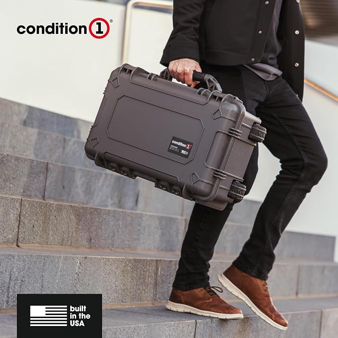 Condition 1 22" Large Rolling Lockable Hard Storage Case, Model 300, Black | Padded Divider, Lid Organizer, Waterproof Protective Box for Camera, Production Gear, Made in USA, 21.84"x13.82"x9" - Image 4