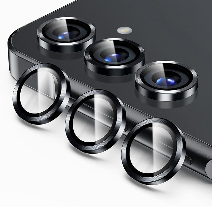 Korecase for Galaxy S25 Plus Camera Lens Protector, 9H Tempered Glass Anti Scratch Camera Screen Protector Film Shcokproof Metal Ring Lens Protector for Galaxy S25+Plus (Black) by Korecase
