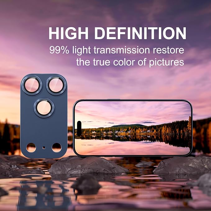 for iPhone 17 Pro Max Camera Lens Protector, Deep Blue | [Military Grade Shatterproof] [Strong Adsorption] [Case Friendly] Matte Metal Tempered Glass Camera Screen Cover Accessories - Image 5
