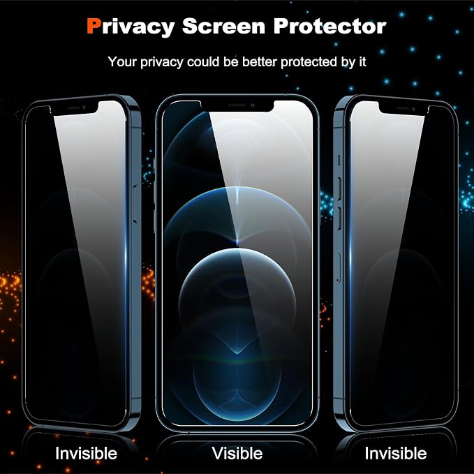 YMHML 2 Pack for iPhone 12 Pro Max Privacy Screen Protector Tempered Glass, Anti Spy Privacy Screen for iPhone 12 Pro Max Accessories, Case Friendly Private Film - Image 2
