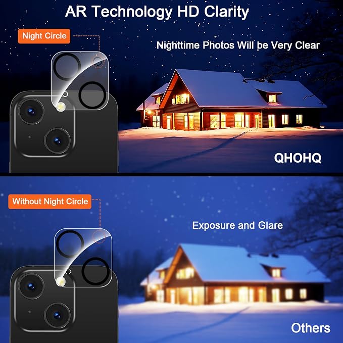 QHOHQ 3 Pack Privacy Screen Protector for iPhone 15 [6.1 Inch] with 3 Pack Camera Lens Protector, Anti Spy Tempered Glass Film, 9H Hardness, HD, Bubble Free, Case Friendly - Black - Image 7