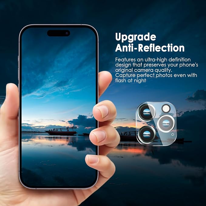 FanTEK Camera Lens Protector Compatible with iPhone 14 Pro / 14 Pro Max, 9H Tempered Glass Camera Screen Cover, Ultra HD Clear Acrylic Full Coverage Guard, Case Friendly - Image 5
