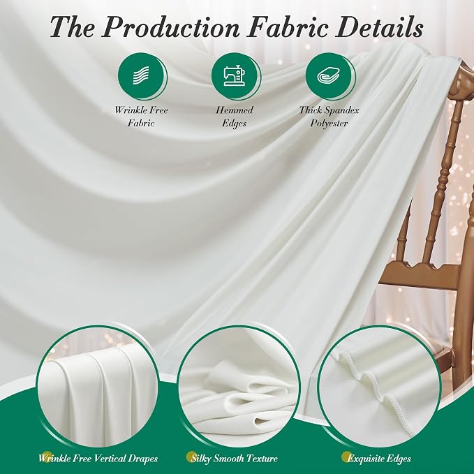 20 ft x 10 ft Wrinkle Free Ivory Backdrop Curtain for Wedding Parties, Polyester Ivory Photo Backdrop Drapes 4 Panels 5x10ft for Baby Shower Photoshoot Engagement Birthday Party Photography Background - Image 7