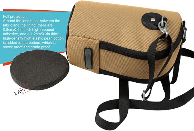 Camera Lens Pouch, Shockproof Nylon Large DSLR Camera Lens Case with Shoulder Strap for Outdoor - Image 6