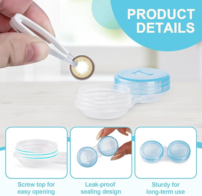 150 Pack Contact Lens Cases, Transparent Contact Cases Bulk in 5 colors, Cute Contact Lenses Case Leak-proof, Eye Contact Case for Home and Travel - Image 3