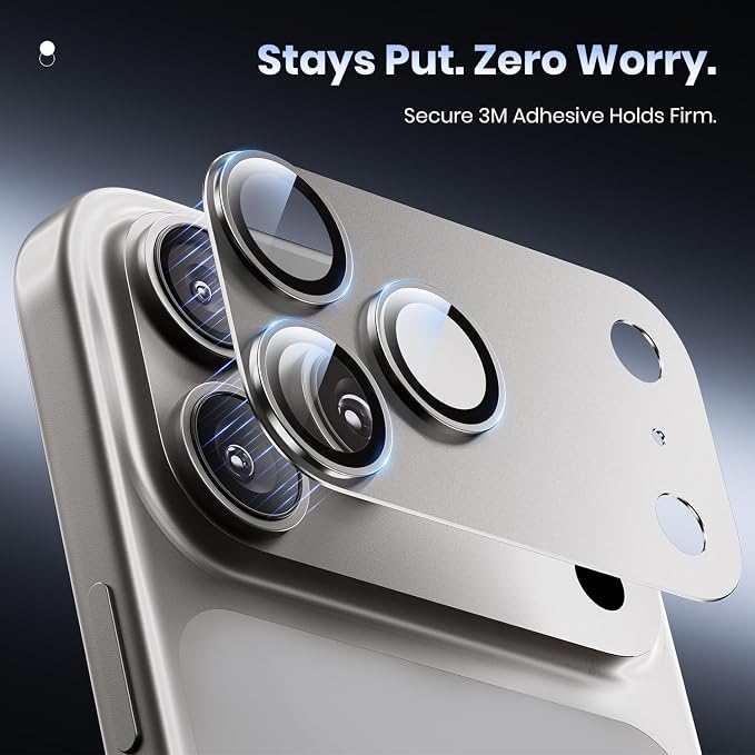for iPhone 17 Pro Camera Lens Protector - 12FT Shatterproof | Military Grade Protection, Strong Adsorption, 9H+ Tempered Glass Camera Screen, Full Protective Cover, Case Friendly, Gray - Image 5