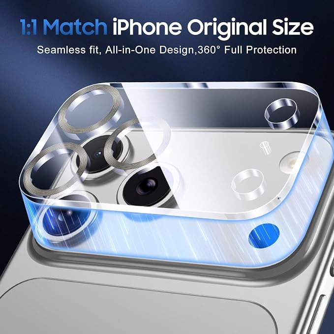UniqueMe 3 Pack for iPhone 17 Pro Max Camera Lens Protector - Grey | Drop Protection, Case Friendly, 9H Tempered Glass, Camera Cover Screen, Update New Version - Image 5
