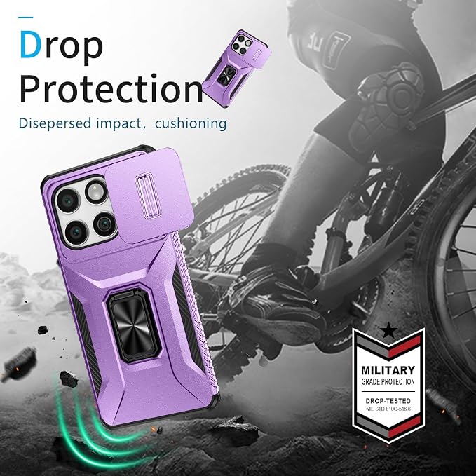 for Moto Edge 2025 Case,with Sliding Camera Lens Cover,HD Screen Protector,360° Rotating Kickstand,AYMECL Military-Grade Shockproof Protective Cover for Motorola Moto Edge 2025,Purple - Image 7