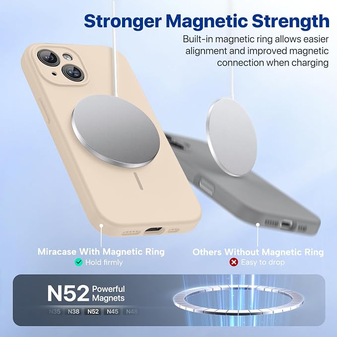 Miracase Silicone & Magnetic for iPhone 14 Case, Sand | Compatible with MagSafe, Soft Microfiber Lining, Premium Silicone Cover Shockproof Drop Protection Phone Case for 14 - Image 4