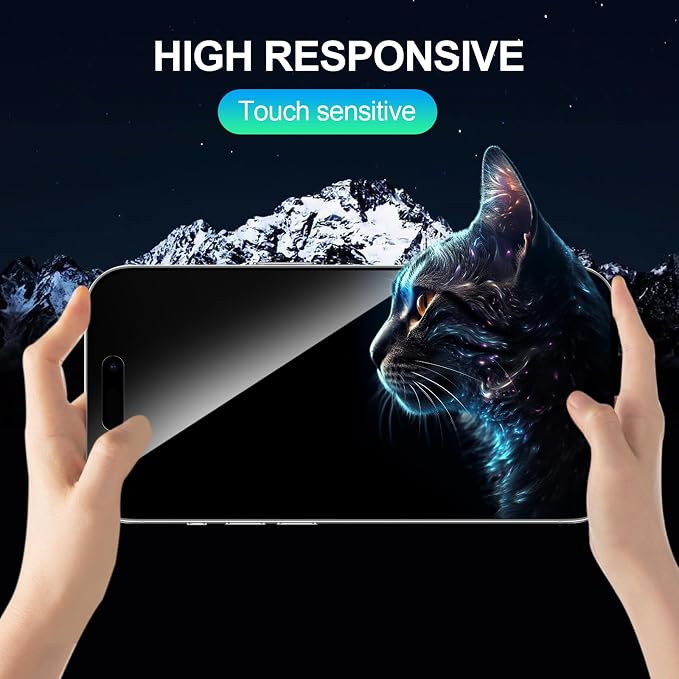 2 Pack Privacy Screen Protector for iPhone 16 Pro 6.3 Inch | Tempered Glass, Full Screen, Anti-Spy, Bubble Free, Case Friendly - Image 4