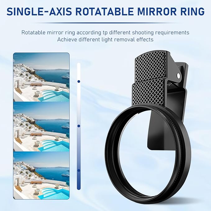52mm Clip-on CPL Phone Camera Filter Kit, Circular Polarizer Filter, CPL Polarizer Phone Camera Lens Filter for iPhone Samsung/Android Smartphones - Image 2